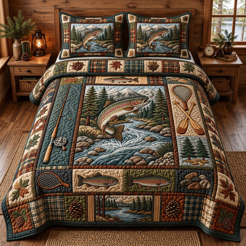 Rustic Bass 3-Piece Quilted Bedding Set GFTONMU3739
