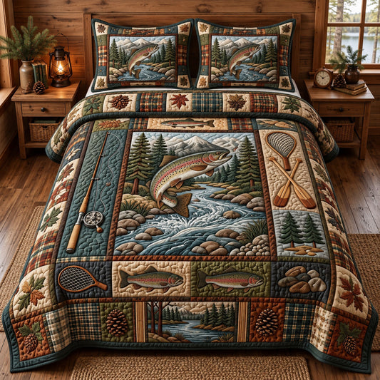 Rustic Bass 3-Piece Quilted Bedding Set GFTONMU3739