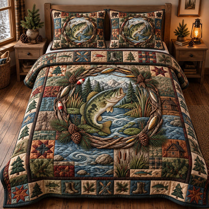 Rustic Bass 3-Piece Quilted Bedding Set GFTONMU3740