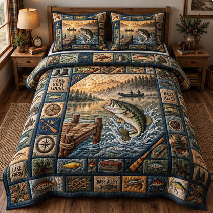 Rustic Bass 3-Piece Quilted Bedding Set GFTONMU3741