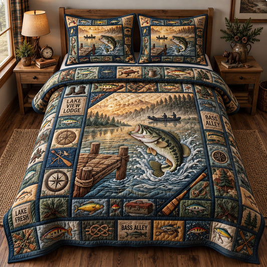 Rustic Bass 3-Piece Quilted Bedding Set GFTONMU3741