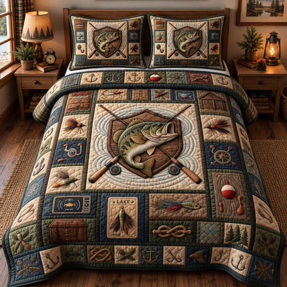 Rustic Bass 3-Piece Quilted Bedding Set GFTONMU3742