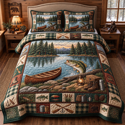 Rustic Bass 3-Piece Quilted Bedding Set GFTONMU3743