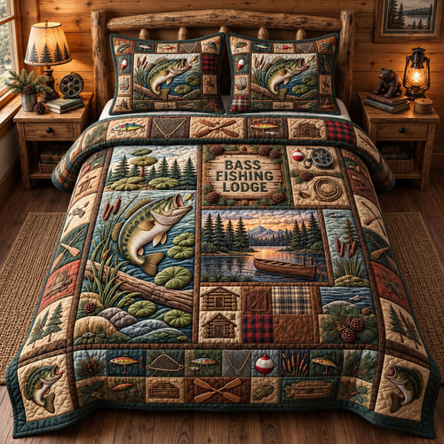 Rustic Bass 3-Piece Quilted Bedding Set GFTONMU3744