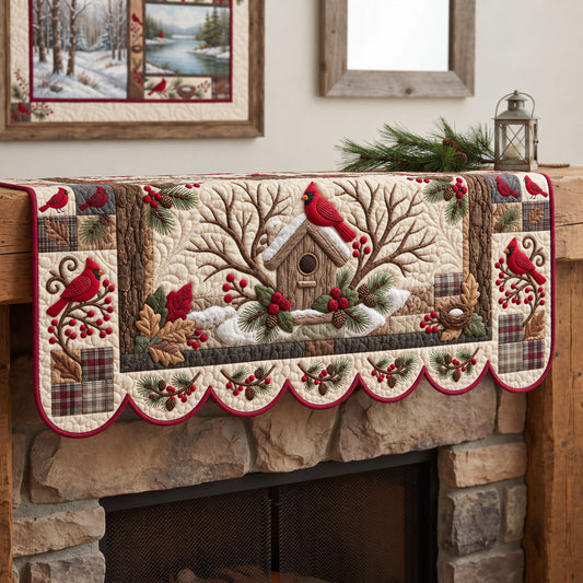 Red Cardinal Quilted Mantel Scarf GFTONMU3745