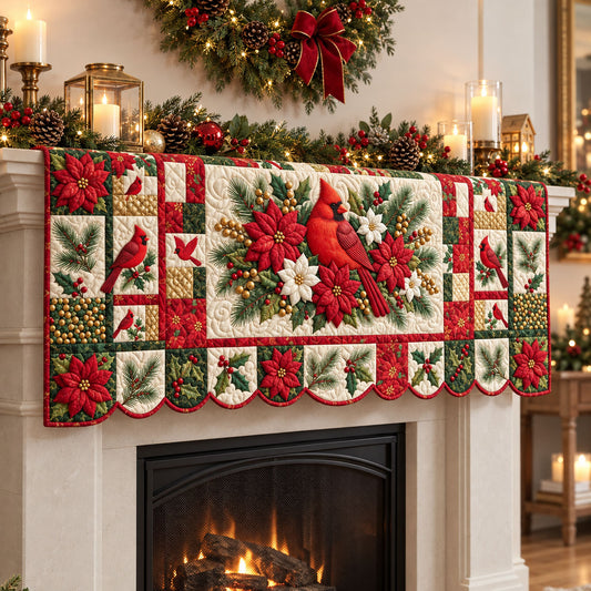 Red Cardinal Quilted Mantel Scarf GFTONMU3747