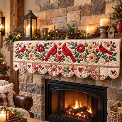 Red Cardinal Quilted Mantel Scarf GFTONMU3748