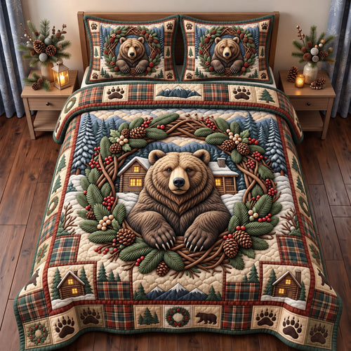 Rustic Bear 3-Piece Quilted Bedding Set GFTONMU3761
