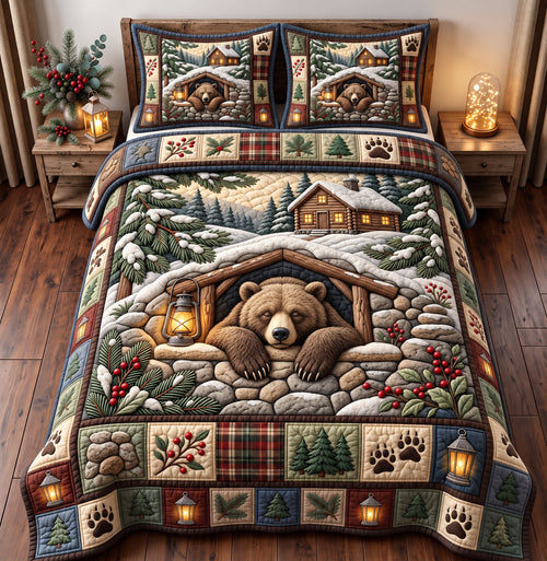Rustic Bear 3-Piece Quilted Bedding Set GFTONMU3762