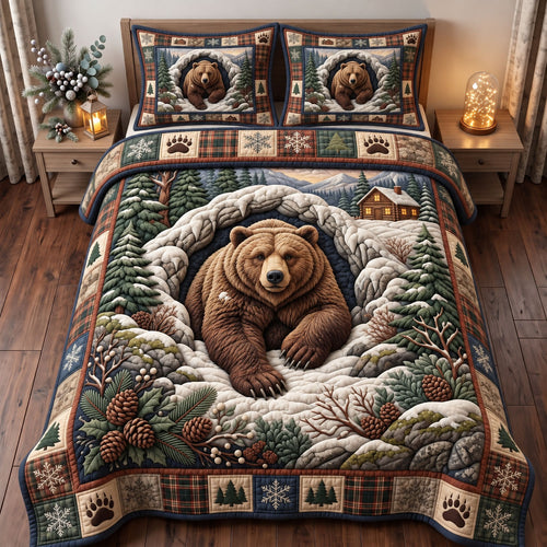 Rustic Bear 3-Piece Quilted Bedding Set GFTONMU3767