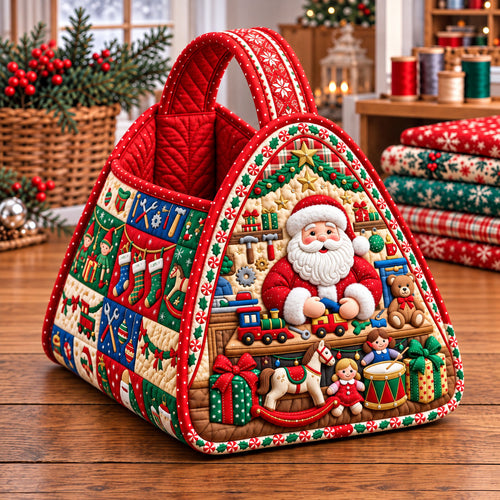 Santa Claus Christmas Quilted Basket GFTONMU3774