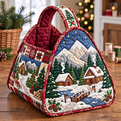 Christmas Village Christmas Quilted Basket GFTONMU3780