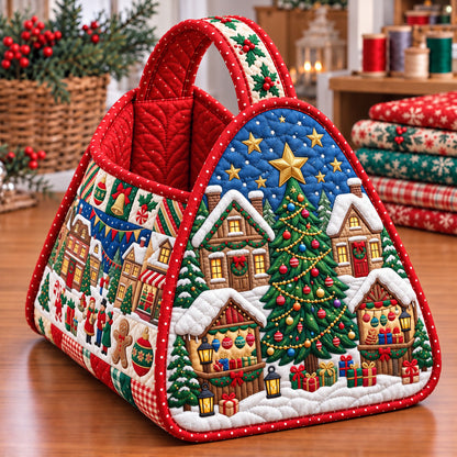 Christmas Village Christmas Quilted Basket GFTONMU3781