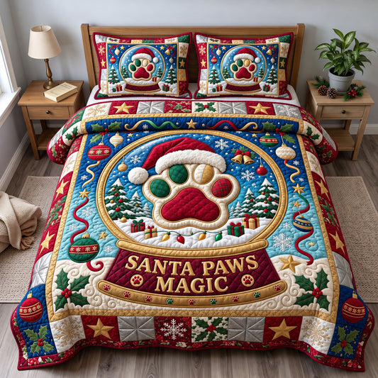 Santa Paws 3-Piece Quilted Bedding Set GFTONMU3812