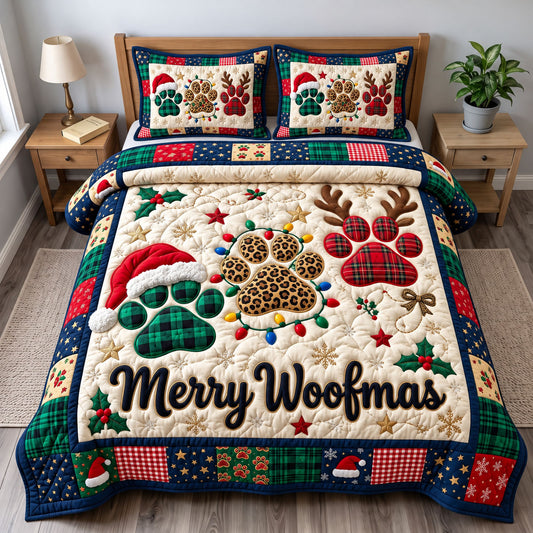 Santa Paws 3-Piece Quilted Bedding Set GFTONMU3813