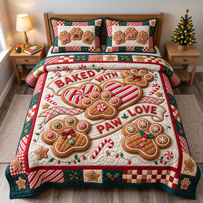 Santa Paws 3-Piece Quilted Bedding Set GFTONMU3816