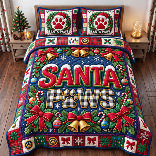 Santa Paws 3-Piece Quilted Bedding Set GFTONMU3817