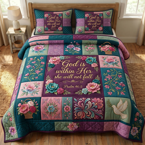 Floral Bible 3-Piece Quilted Bedding Set GFTONMU382