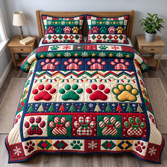 Santa Paws 3-Piece Quilted Bedding Set GFTONMU3824