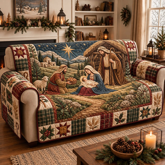 Nativity Scene Quilted Sofa Cover GFTONMU3837