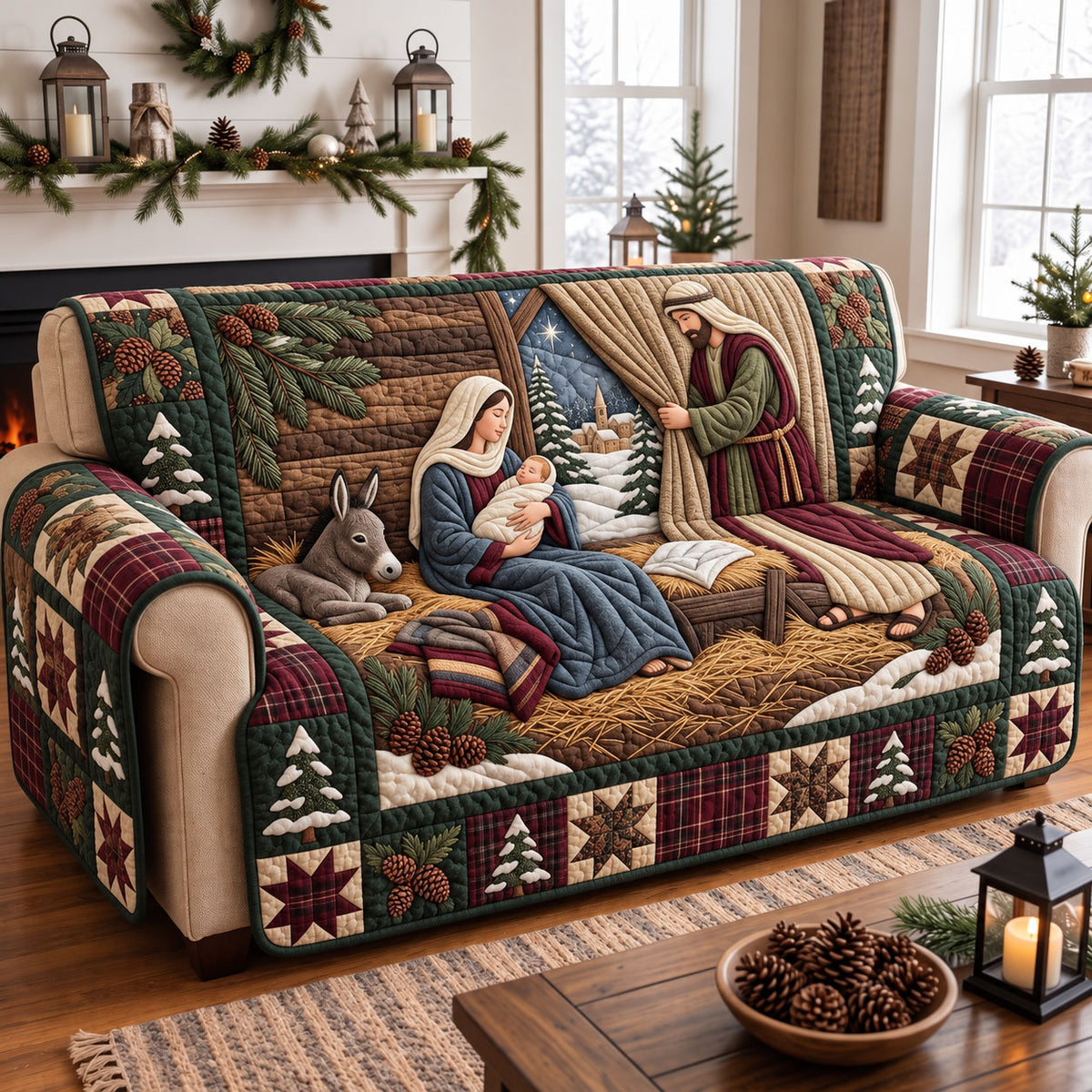 Nativity Scene Quilted Sofa Cover GFTONMU3839