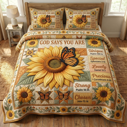 Floral Bible 3-Piece Quilted Bedding Set GFTONMU384