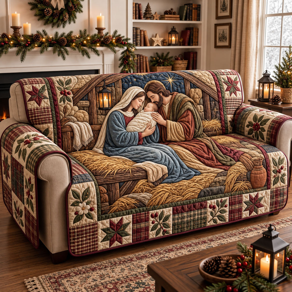 Nativity Scene Quilted Sofa Cover GFTONMU3840