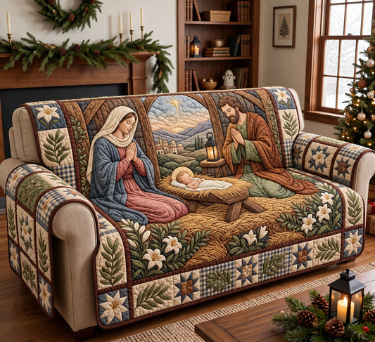 Nativity Scene Quilted Sofa Cover GFTONMU3842