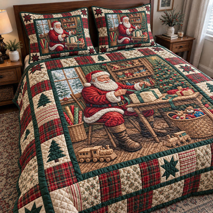Santa Claus 3-Piece Quilted Bedding Set GFTONMU3854