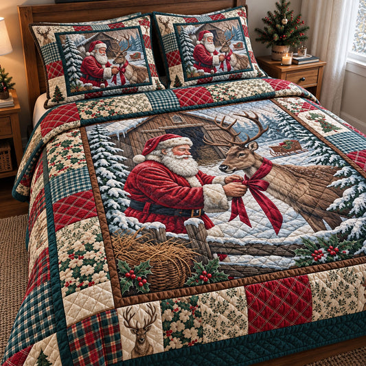 Santa Claus 3-Piece Quilted Bedding Set GFTONMU3855