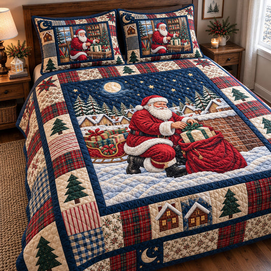 Santa Claus 3-Piece Quilted Bedding Set GFTONMU3856