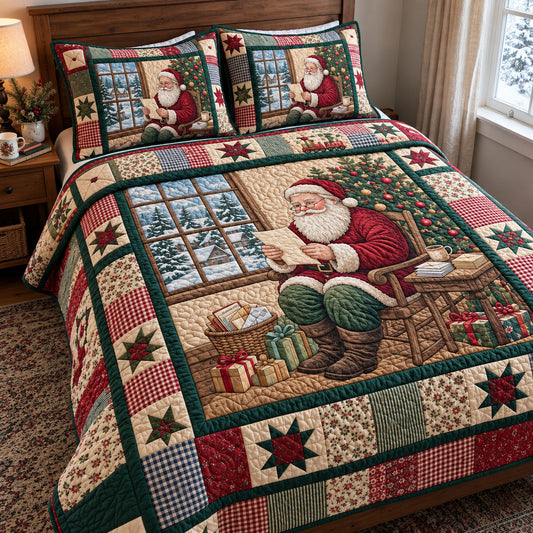 Santa Claus 3-Piece Quilted Bedding Set GFTONMU3858