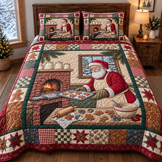Santa Claus 3-Piece Quilted Bedding Set GFTONMU3859