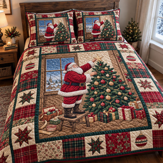 Santa Claus 3-Piece Quilted Bedding Set GFTONMU3860