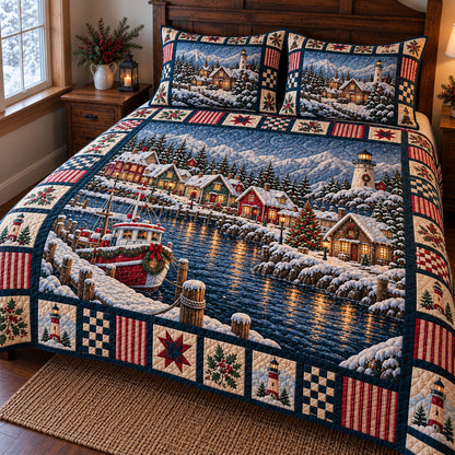 Christmas Village 3-Piece Quilted Bedding Set GFTONMU3863