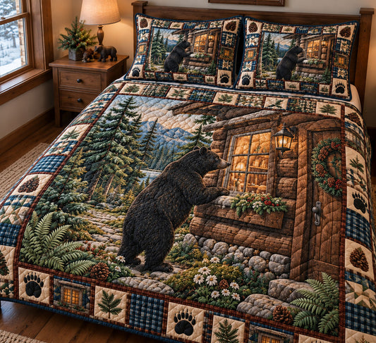 Rustic Bear 3-Piece Quilted Bedding Set GFTONMU3867