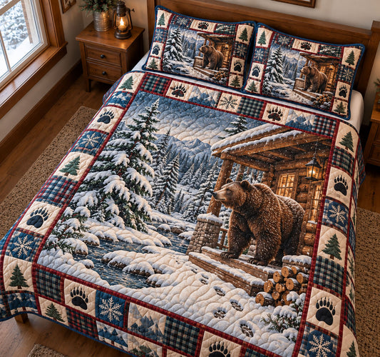 Rustic Bear 3-Piece Quilted Bedding Set GFTONMU3868