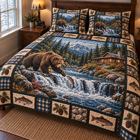 Rustic Bear 3-Piece Quilted Bedding Set GFTONMU3871