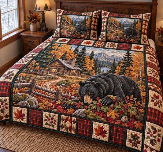 Rustic Bear 3-Piece Quilted Bedding Set GFTONMU3873