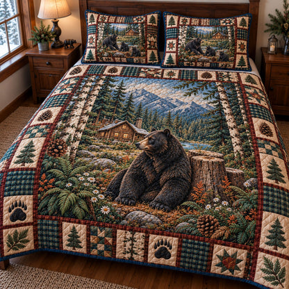 Rustic Bear 3-Piece Quilted Bedding Set GFTONMU3877