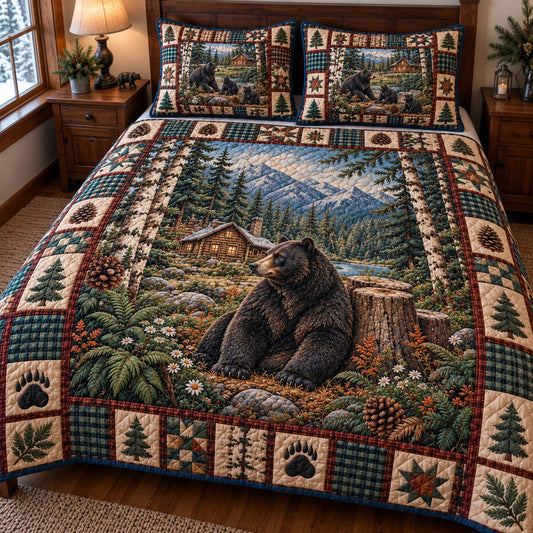 Rustic Bear 3-Piece Quilted Bedding Set GFTONMU3877