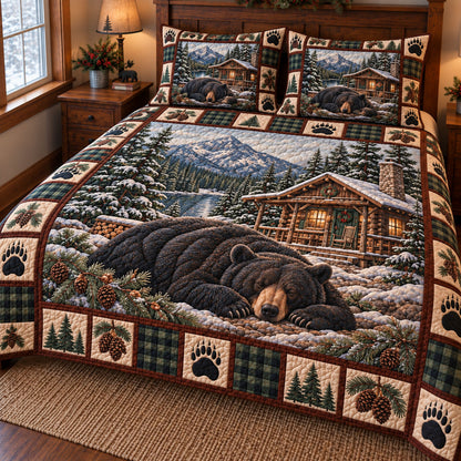 Rustic Bear 3-Piece Quilted Bedding Set GFTONMU3880