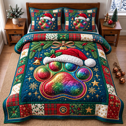 Santa Paws 3-Piece Quilted Bedding Set GFTONMU3881