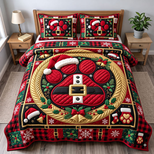 Santa Paws 3-Piece Quilted Bedding Set GFTONMU3882