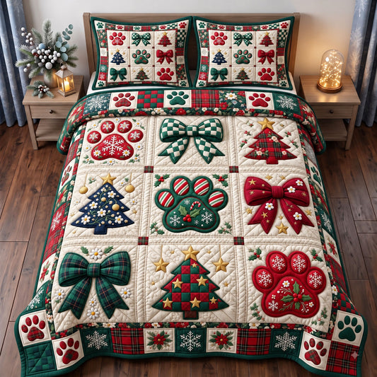 Santa Paws 3-Piece Quilted Bedding Set GFTONMU3885
