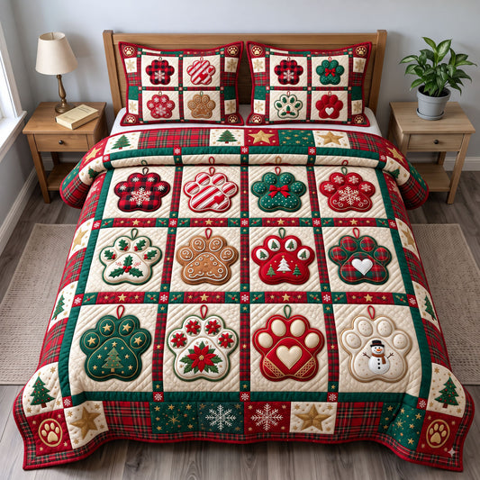 Santa Paws 3-Piece Quilted Bedding Set GFTONMU3886