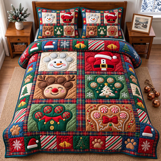 Santa Paws 3-Piece Quilted Bedding Set GFTONMU3887