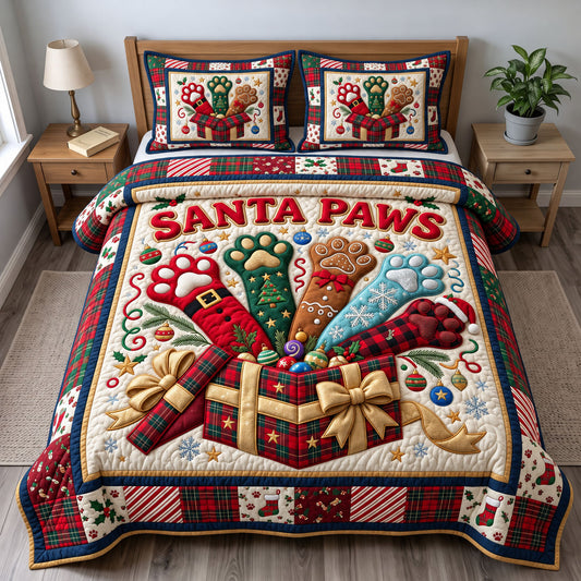 Santa Paws 3-Piece Quilted Bedding Set GFTONMU3888