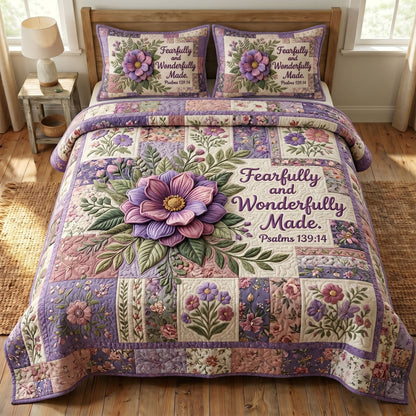 Floral Bible 3-Piece Quilted Bedding Set GFTONMU389