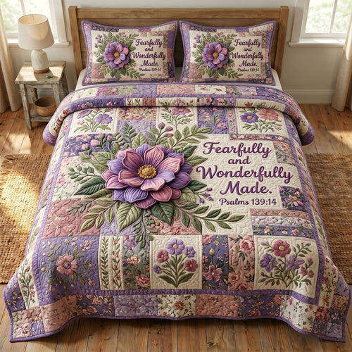 Floral Bible 3-Piece Quilted Bedding Set GFTONMU389